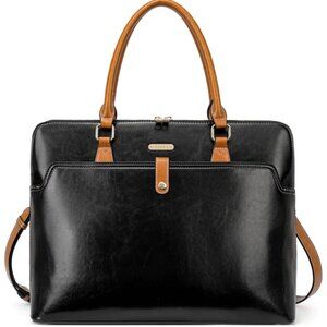 Cluci Bag - NEW Claire Premium Leather Messenger Briefcase, Black
